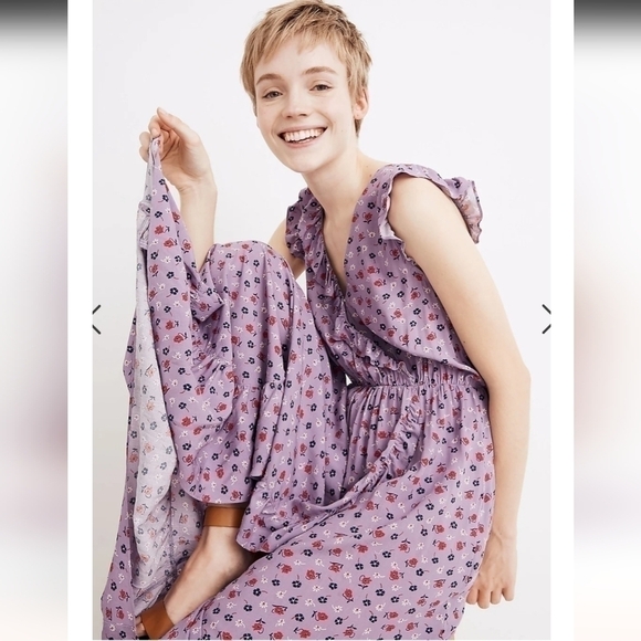 MADEWELL Ruffle-Edged Wrap Maxi Dress in Prairie Posies, SZ 0 - Picture 5 of 15